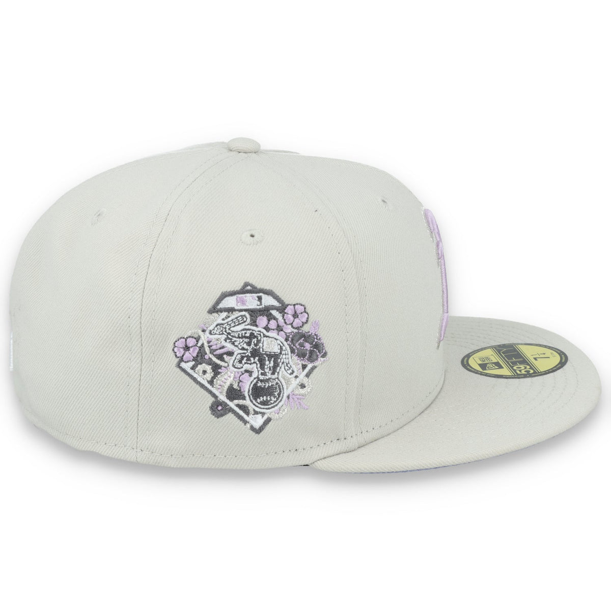New Era Oakland Athletics Floral Side Patch 59FIFTY Fitted Hat-Stone/Lavender product image 6, provided for visual reference