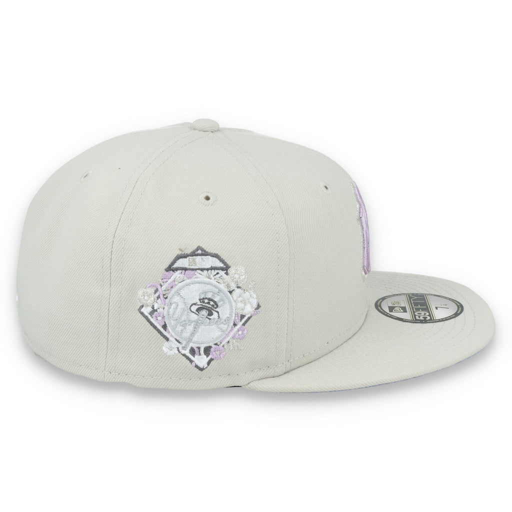 New Era Los New York Yankees Floral Side Patch 59FIFTY Fitted Hat-Stone/Lavender product image 5, provided for visual