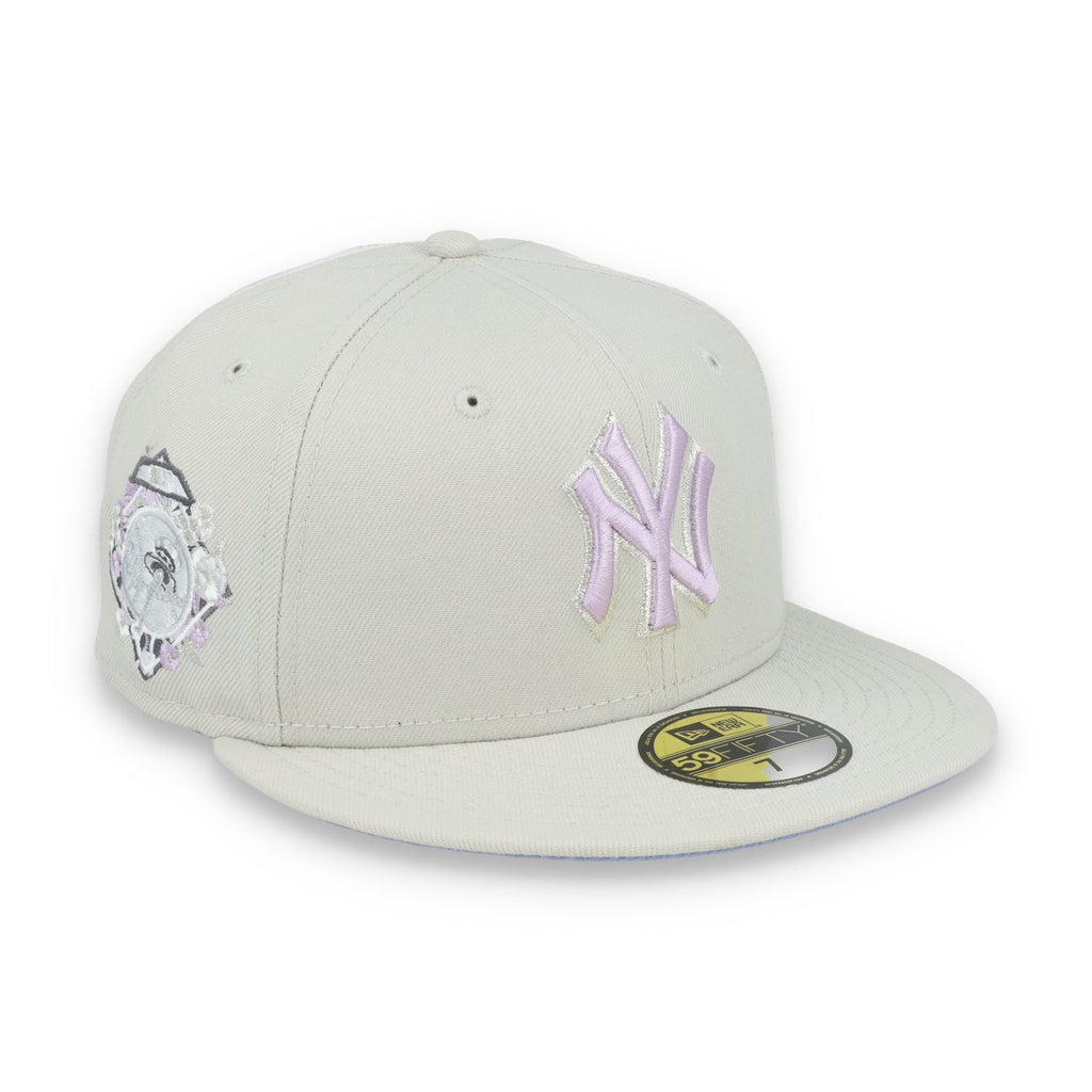 New Era Los New York Yankees Floral Side Patch 59FIFTY Fitted Hat-Stone/Lavender product image 1, provided for visual