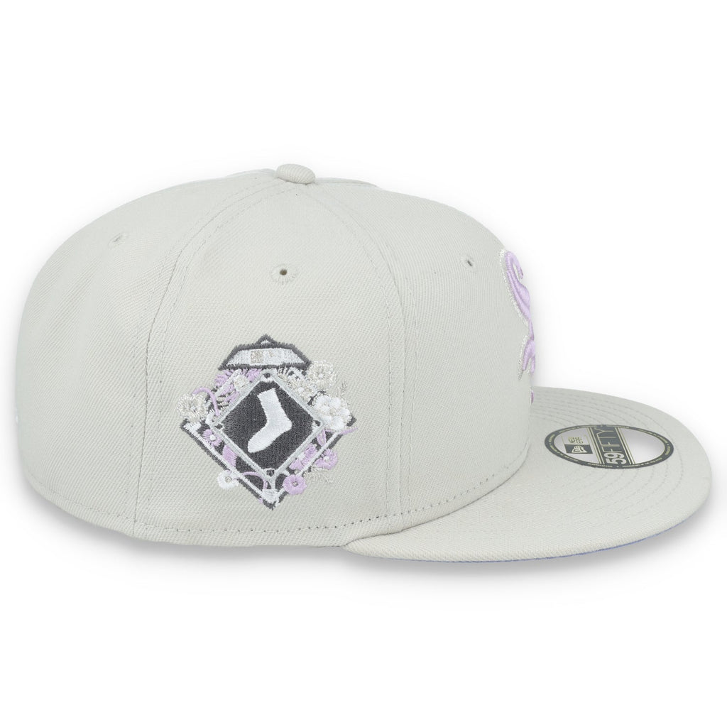New Era Chicago White Sox Floral Side Patch 59FIFTY Fitted Hat-Stone/Lavender product image 5, provided for visual reference