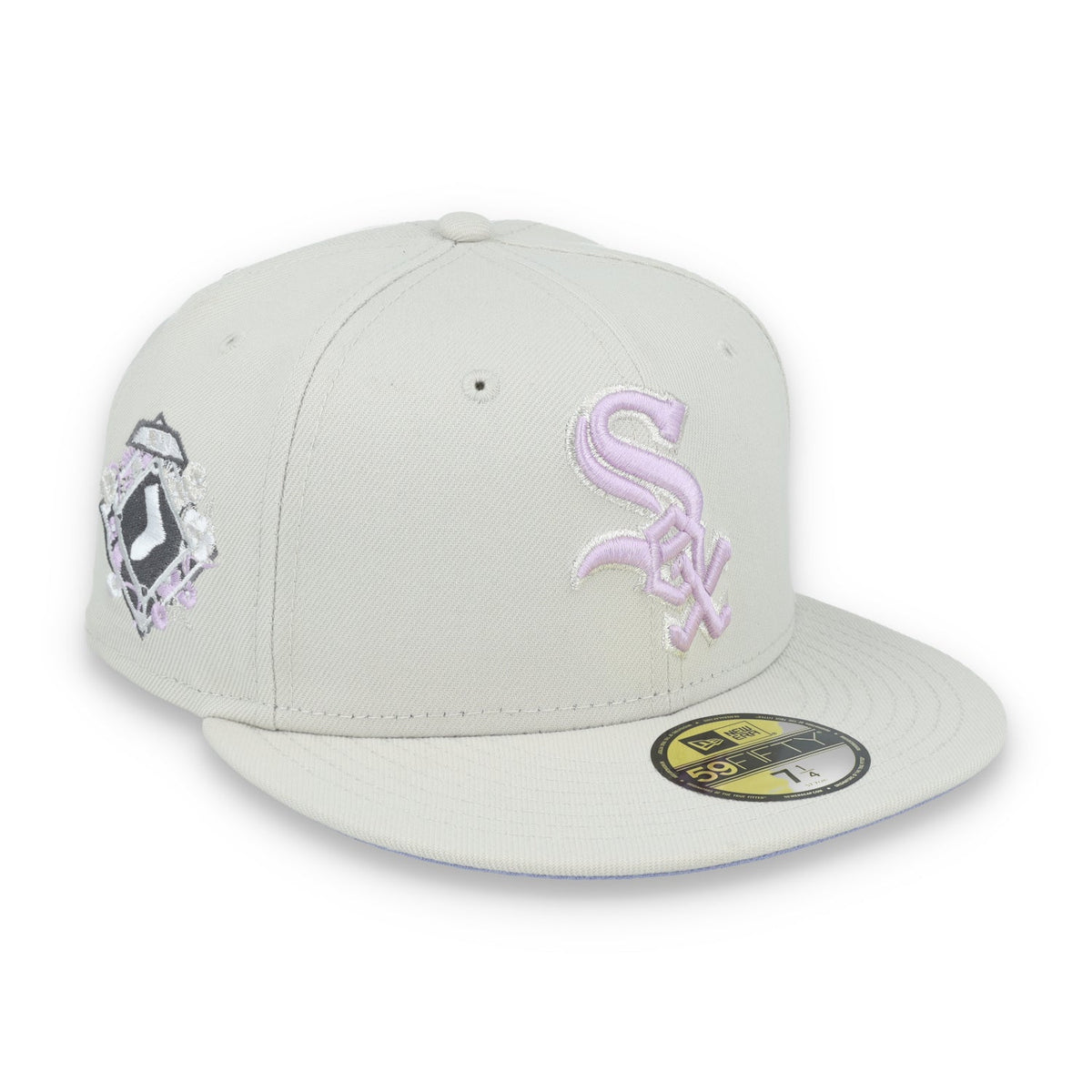 New Era Chicago White Sox Floral Side Patch 59FIFTY Fitted Hat-Stone/Lavender product image 1, provided for visual reference