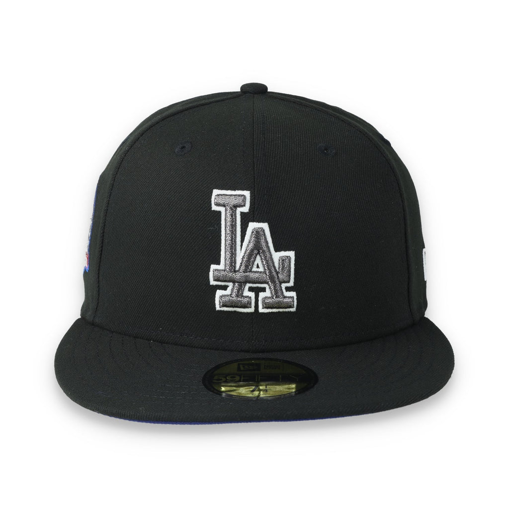 New Era Los Angeles Dodgers 60th Anniversary Side Patch 59FIFTY Fitted Hat-Metallic Grey/Black product image 2, provided for