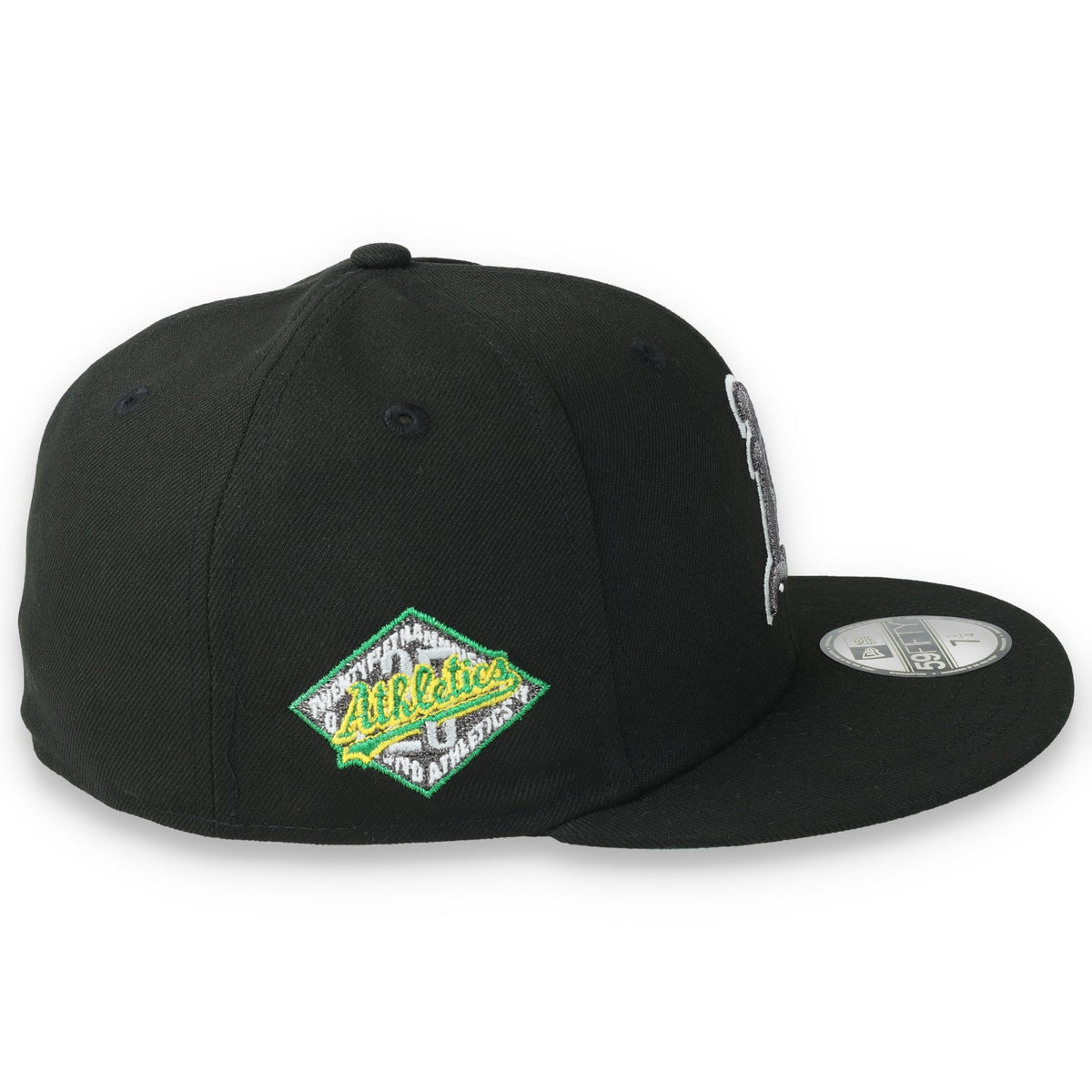 New Era Oakland Athletics 25th Anniversary Side Patch 59FIFTY Fitted Hat-Metallic Grey/Black product image 5, provided for