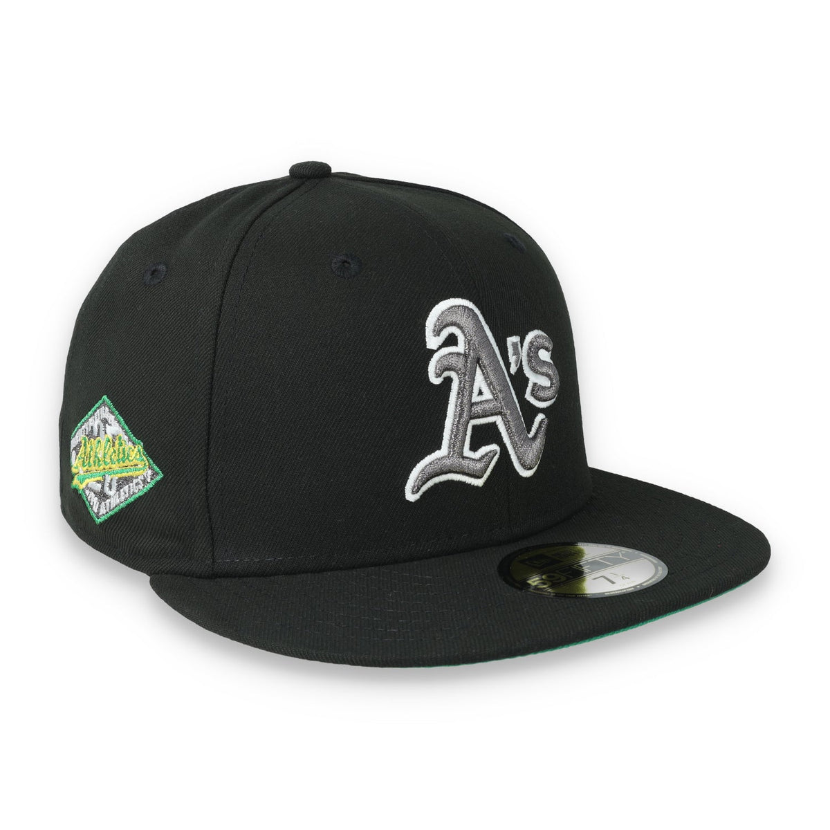 New Era Oakland Athletics 25th Anniversary Side Patch 59FIFTY Fitted Hat-Metallic Grey/Black product image 1, provided for