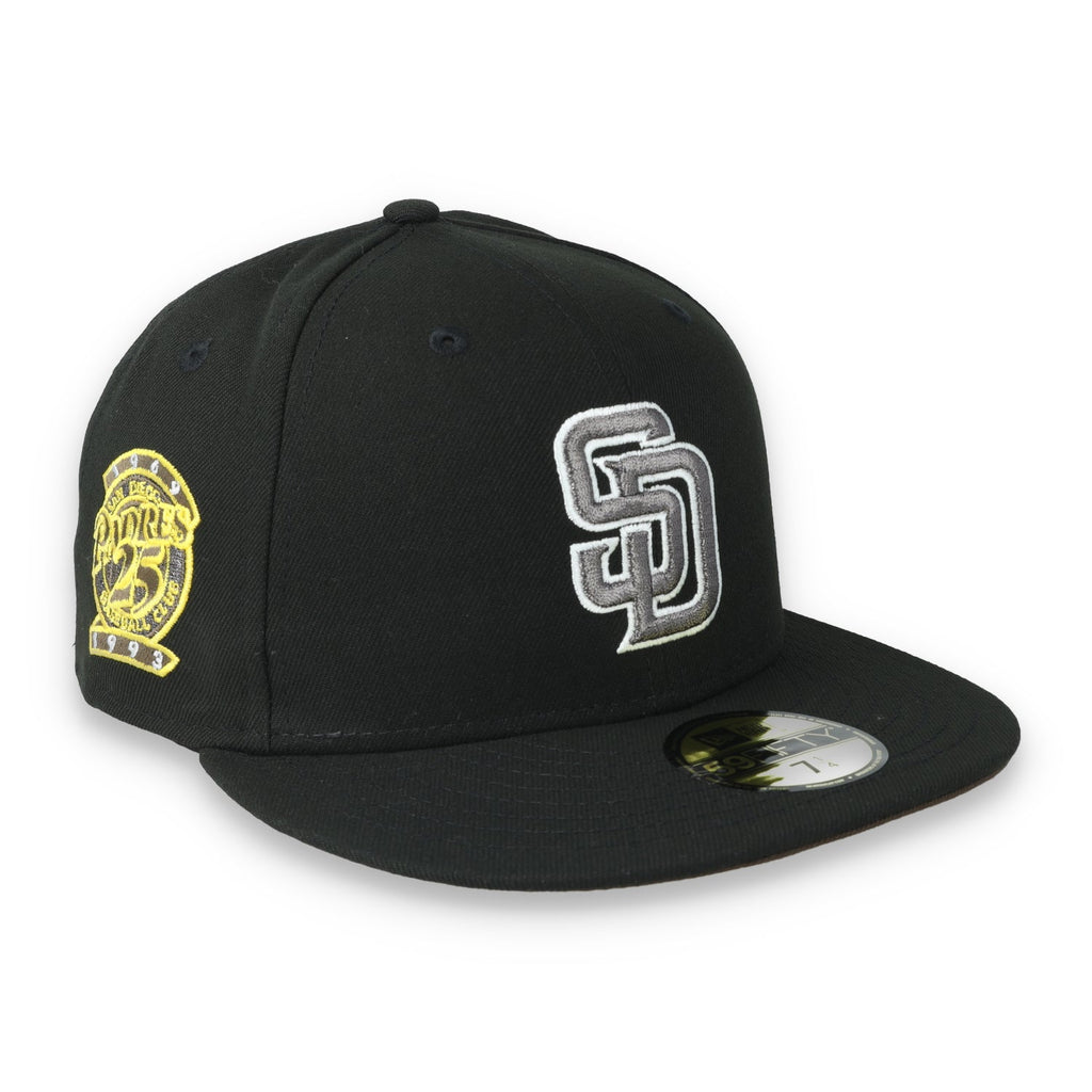 New Era San Diego Padres 25th Anniversary Side Patch 59FIFTY Fitted Hat-Metallic Grey/Black product image 1, provided for