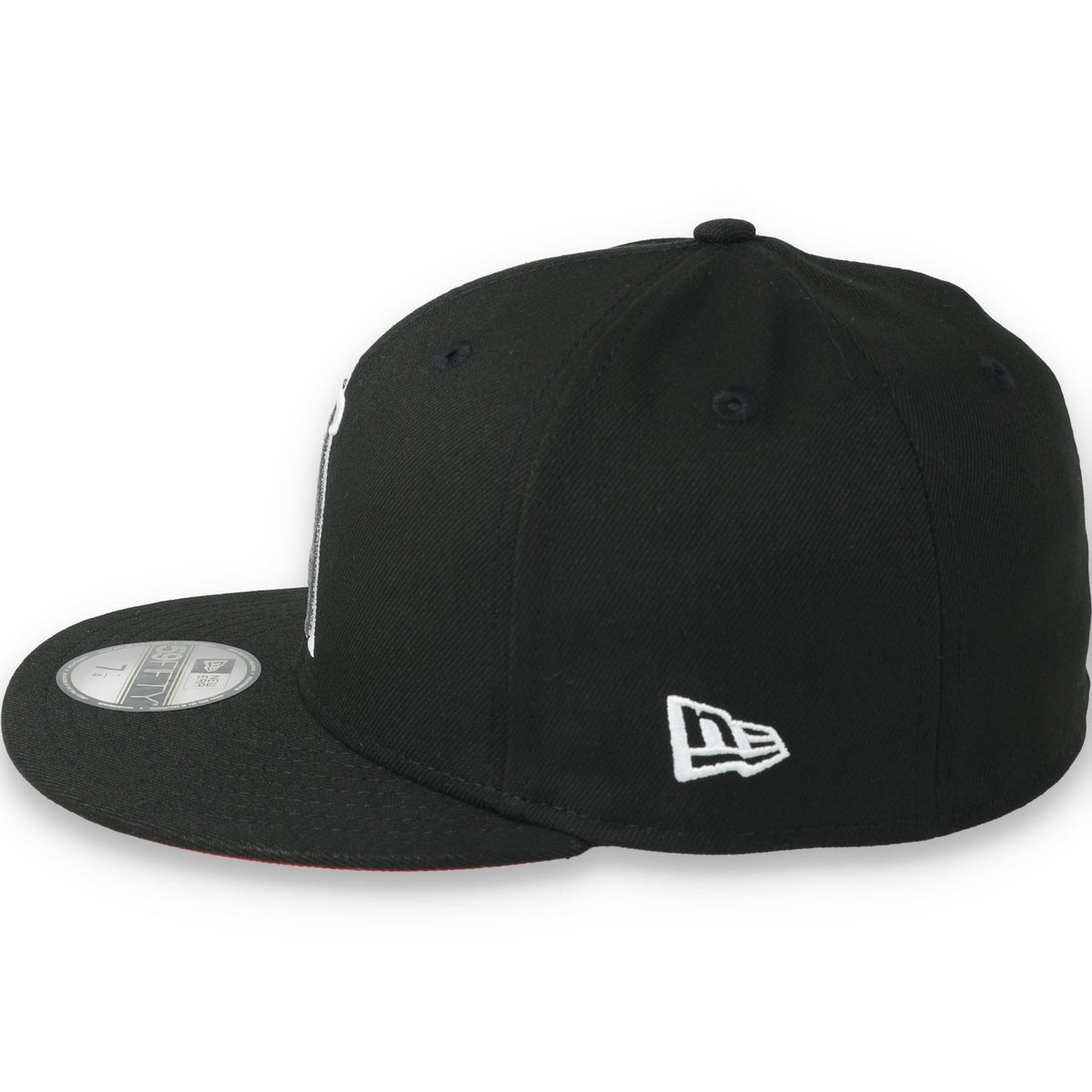 New Era Los Angeles Angels 25th Anniversary Side Patch 59FIFTY Fitted Hat-Metallic Grey/Black product image 4, provided for