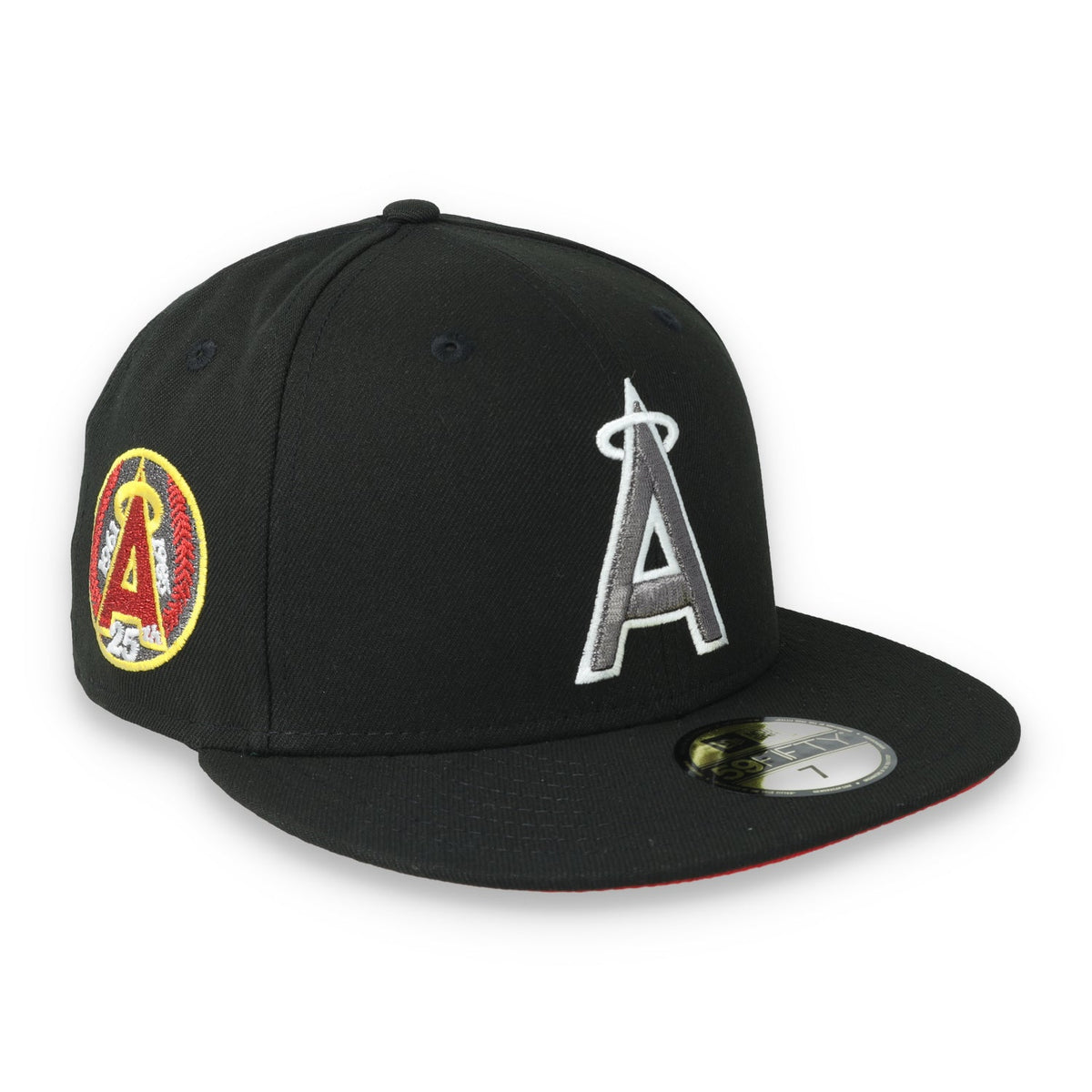 New Era Los Angeles Angels 25th Anniversary Side Patch 59FIFTY Fitted Hat-Metallic Grey/Black product image 1, provided for