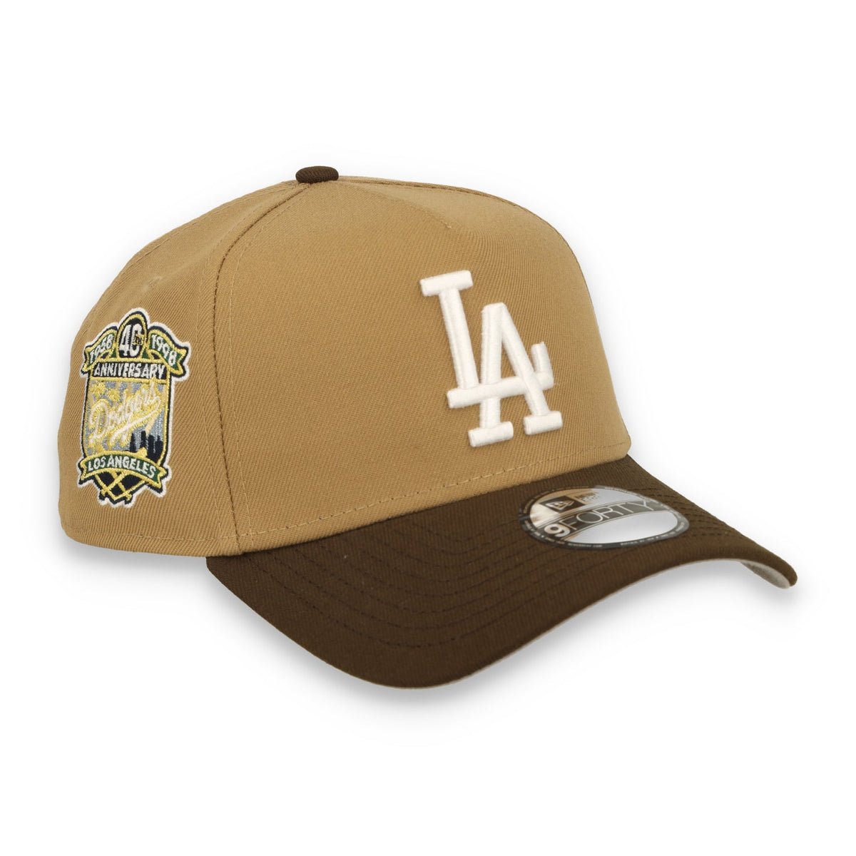 New Era Los Angeles Dodgers 40th Anniversary 9FORTY A-Frame Snapback Hat-Khaki/Burnt Wood product image 1, provided for