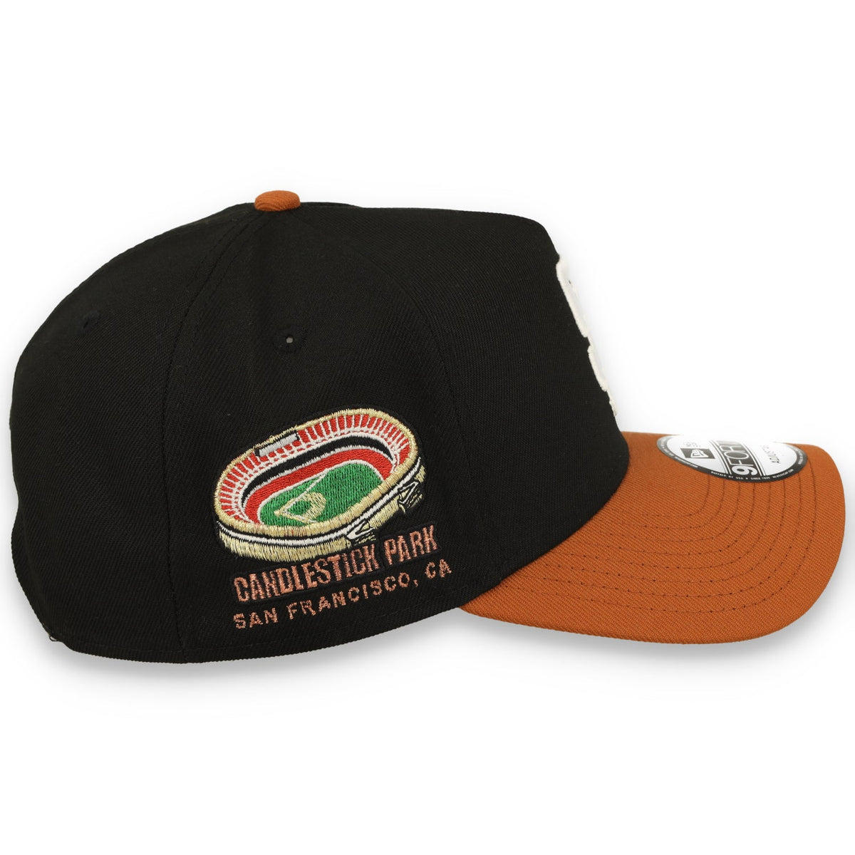 New Era San Francisco Giants Candlestick 9FORTY A-Frame Snapback Hat-Black/Earthy Brown product image 4, provided for visual