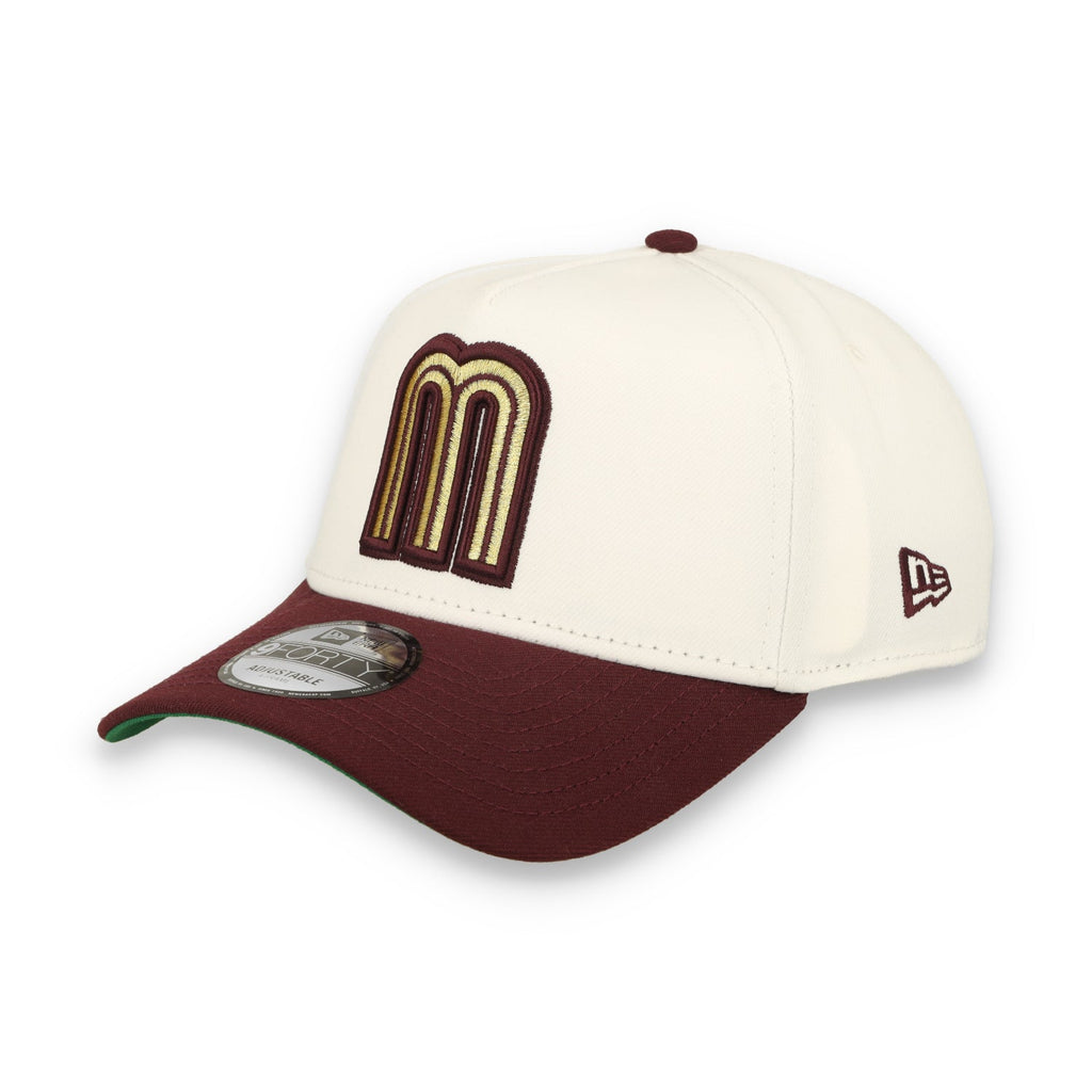 New Era Mexico WBC 9FORTY A-Frame Snapback Hat-White/Maroon product image 2, provided for visual reference and product