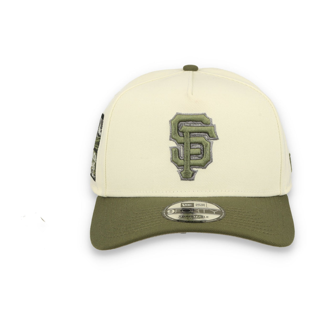 New Era San Francisco Giants ALL STAR 2007 SIDE PATCH 9FORTY A-Frame Snapback-Cream/olive green product image 3, provided