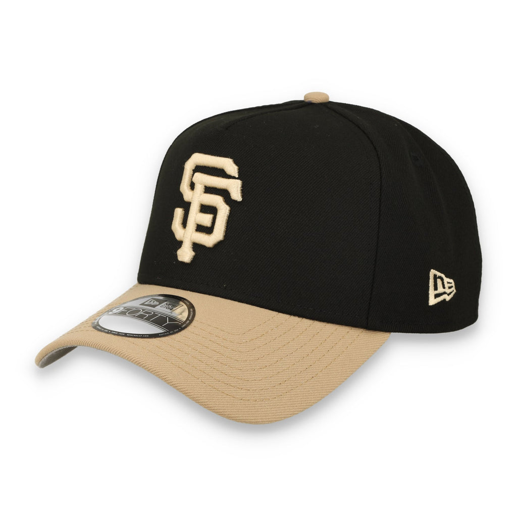 New Era San Francisco Giants 9FORTY A-Frame Snapback Hat-Black/Camel product image 2, provided for visual reference and