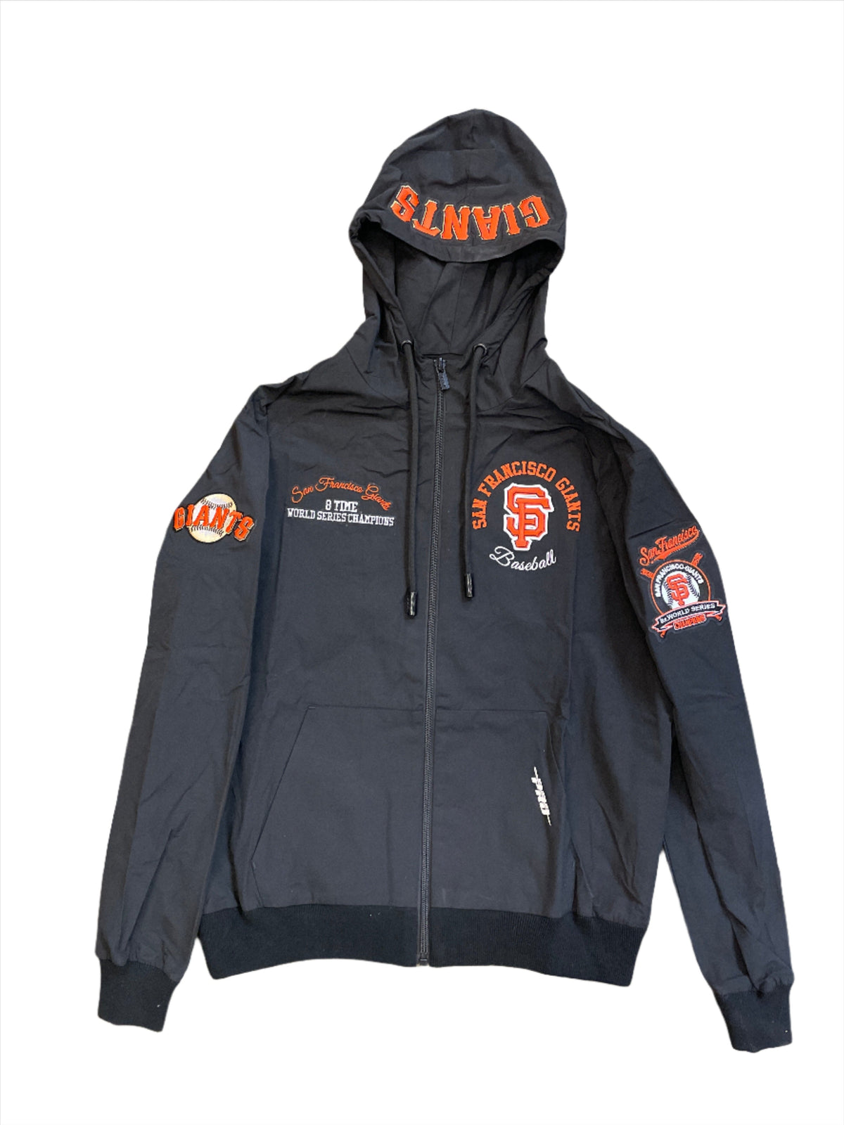 Pro Standard Men San Francisco Giants Hybrid Woven Hoodie-Black product image 1, provided for visual reference and product