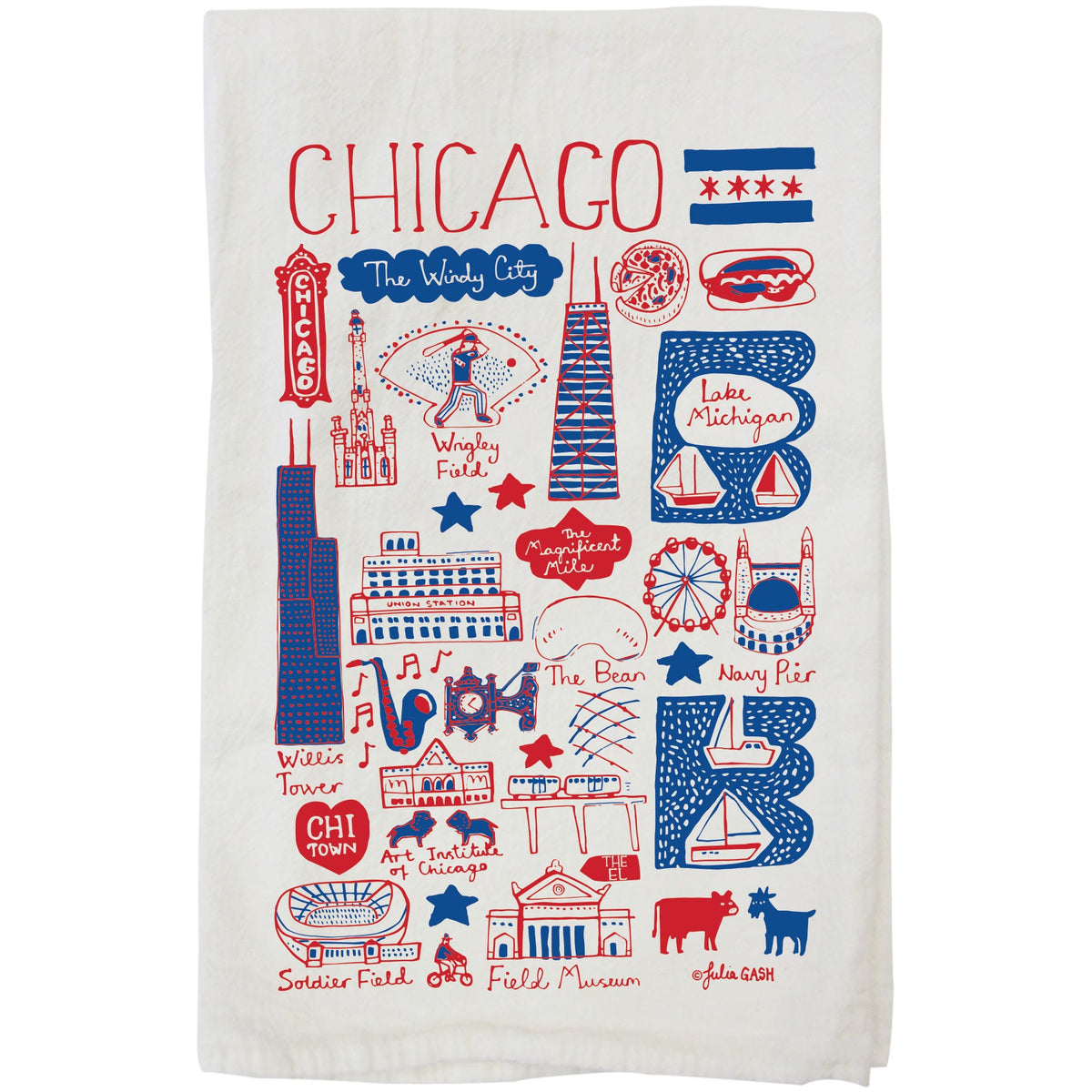 Chicago Julia Gash Organic Cotton Tea Towel product image 1, provided for visual reference and product detail review