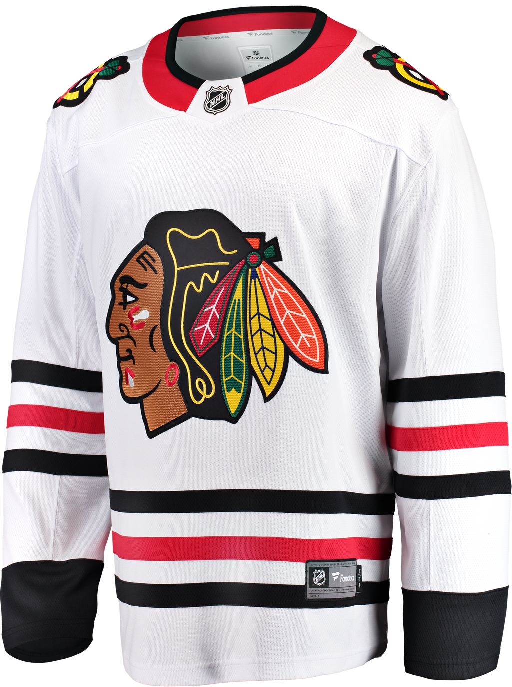 Chicago Blackhawks Fanatics White Breakaway Away Jersey product image 1, provided for visual reference and product detail
