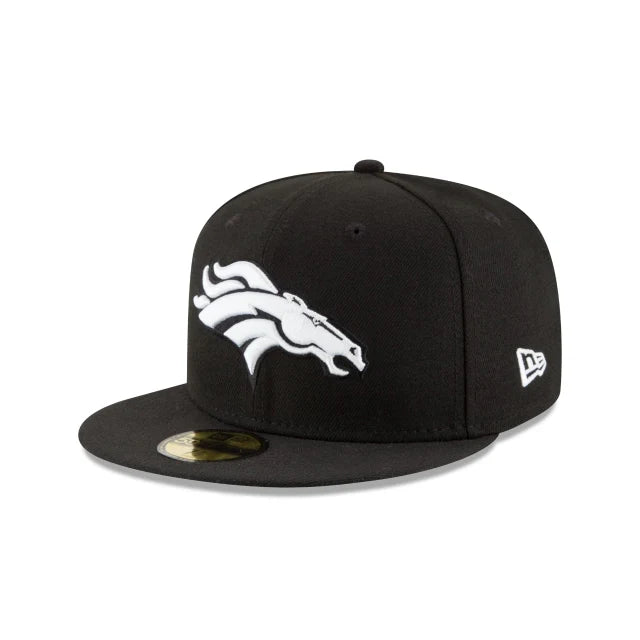 New Era Denver Broncos 50th Super Bowl Side Patch 59FIFTY Fitted Black & White Hat product image 2, provided for visual