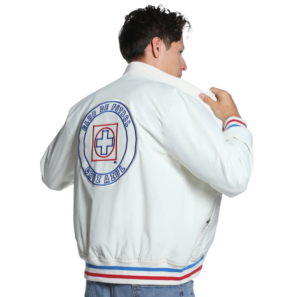Pirma Men Cruz Azul Bomber Jacket- Beige product image 3, provided for visual reference and product detail review
