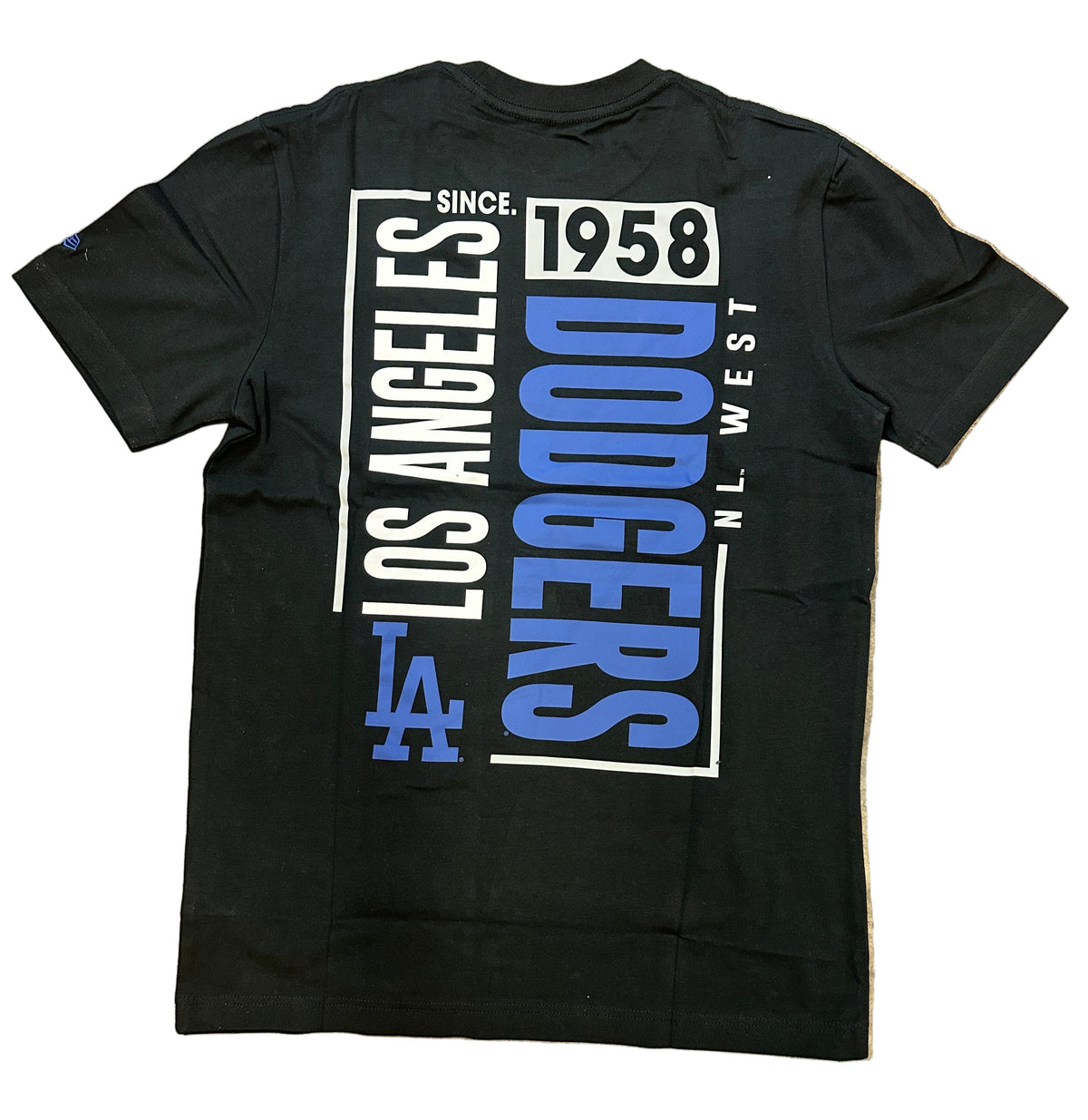 New Era Los Angeles Dodgers EST 1958 T-Shirt-Black product image 2, provided for visual reference and product detail review