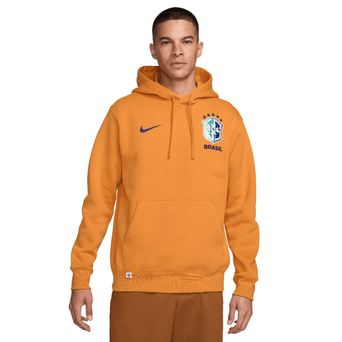 Nike Men Brasil NSW Club Hoodie-Light Curry/Deep Royal Blue product image 1, provided for visual reference and product