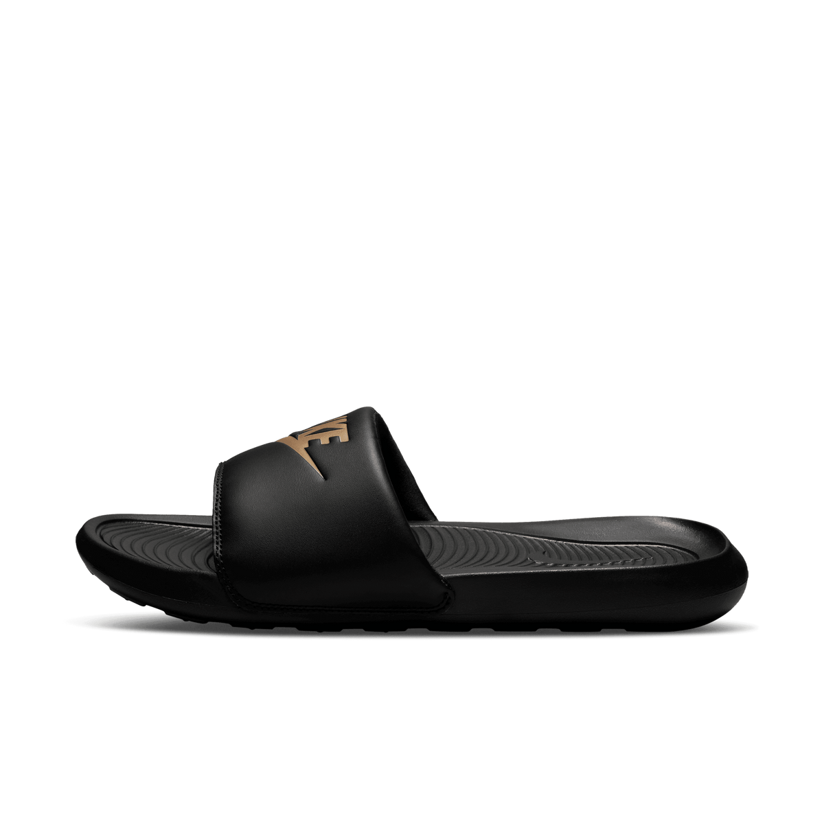 Nike Victori One Slides-Black/Gold product image 2, provided for visual reference and product detail review