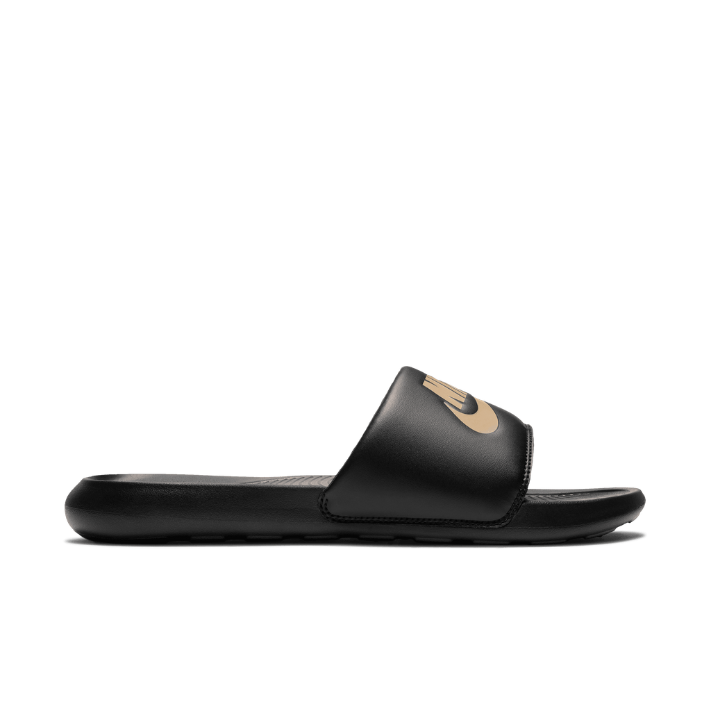Nike Victori One Slides-Black/Gold product image 1, provided for visual reference and product detail review