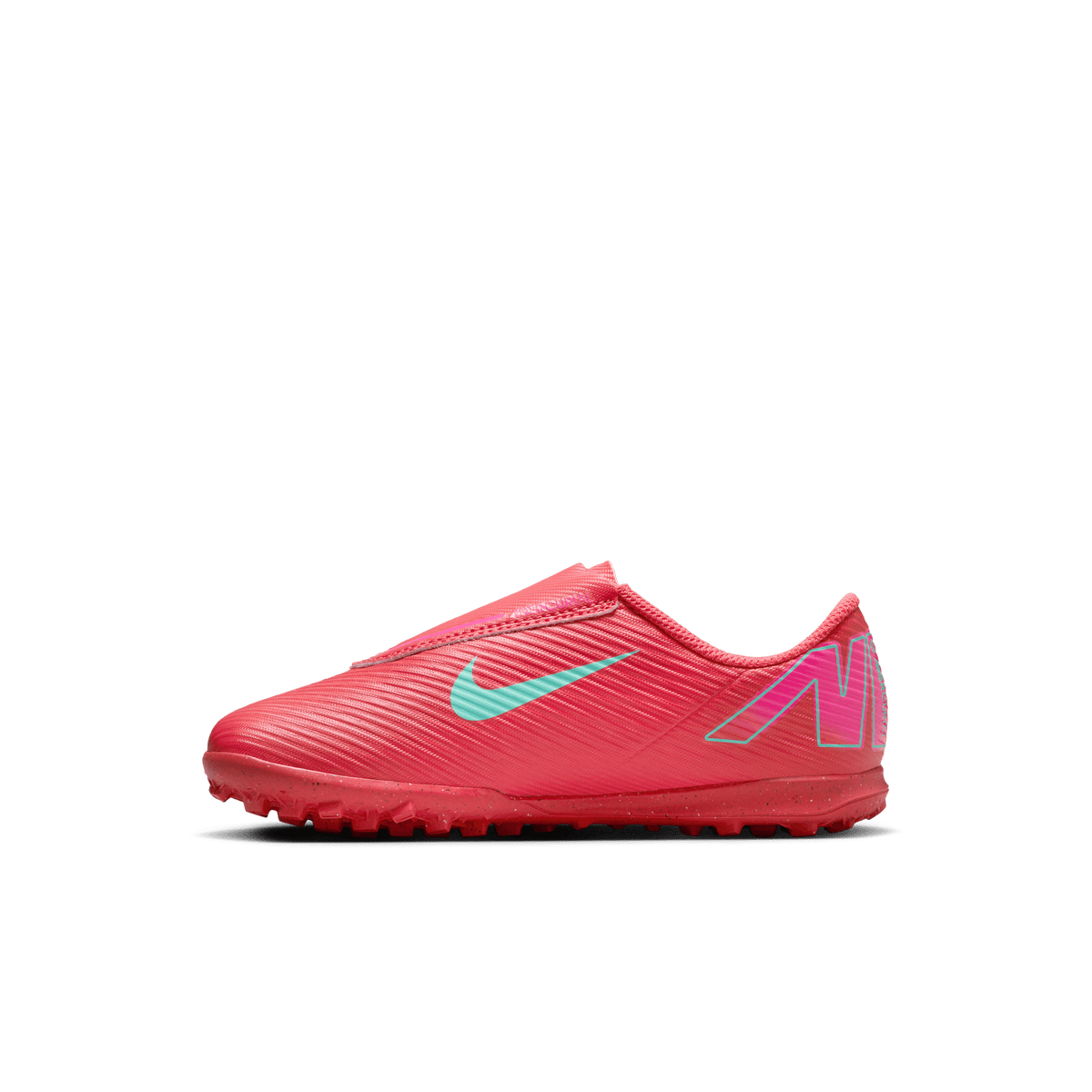 Nike Jr. Mercurial Vapor 16 Club Little Kids' TF Low-Top Soccer Shoes-EMBER GLOW/AURORA GREEN product image 2, provided for