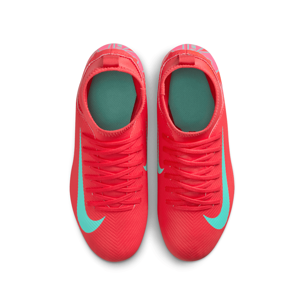Nike Jr. Mercurial Superfly 10 Club Little/Big Kids' FG High-Ember Glow/Aurora Green product image 4, provided for visual