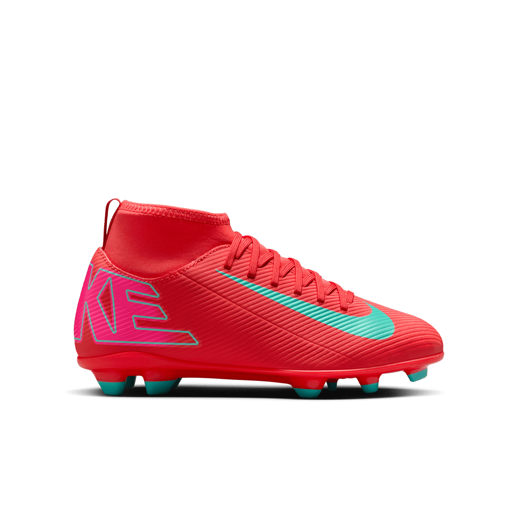 Nike Jr. Mercurial Superfly 10 Club Little/Big Kids' FG High-Ember Glow/Aurora Green product image 1, provided for visual