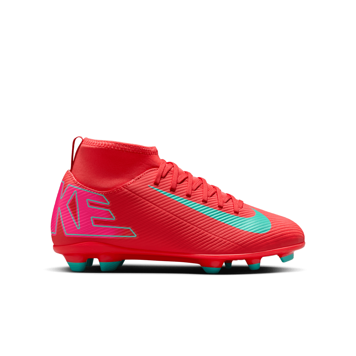 Nike Jr. Mercurial Superfly 10 Club Little/Big Kids' FG High-Ember Glow/Aurora Green product image 1, provided for visual