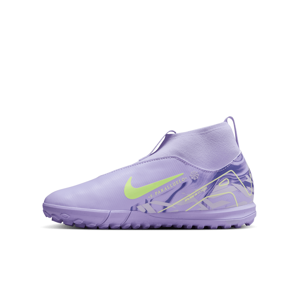 Nike United Jr. Mercurial Superfly Turf 10 Academy-Purple Agate/Barely Volt product image 2, provided for visual reference