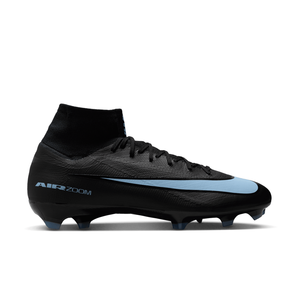 Nike Youth Mercurial Superfly 10 Pro FG High-Top Soccer Cleats-Black/ice Blue product image 1, provided for visual reference