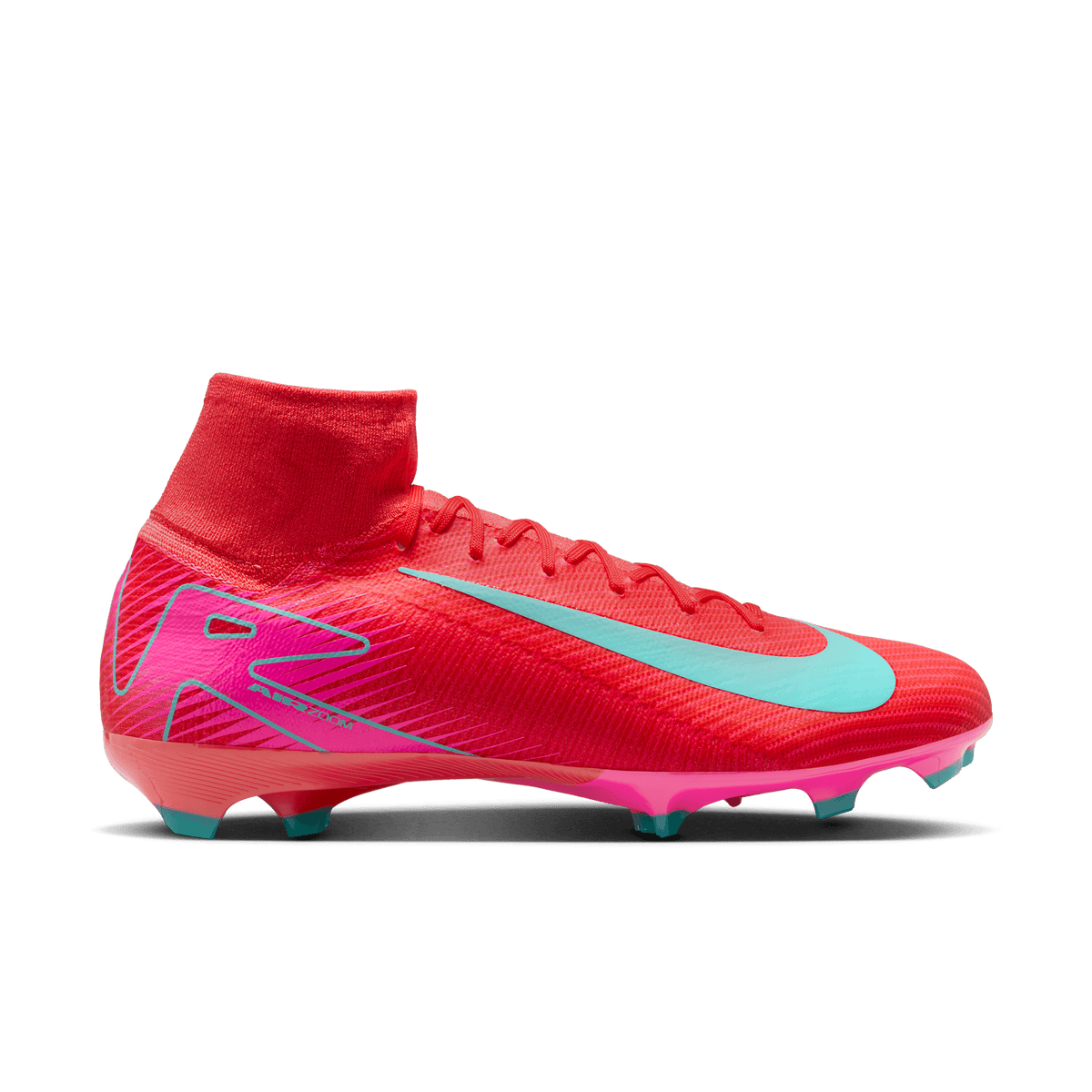 Nike Mercurial Superfly 10 Pro FG High-Top Soccer Cleats-Ember Glow/Aurora Green product image 1, provided for visual