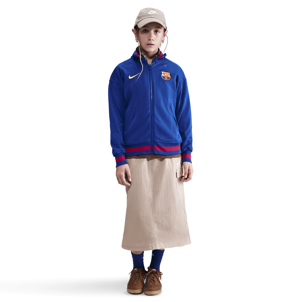 Nike Big Kids' FC Barcelona Academy Pro Home Dri-FIT Anthem Jacket product image 1, provided for visual reference and