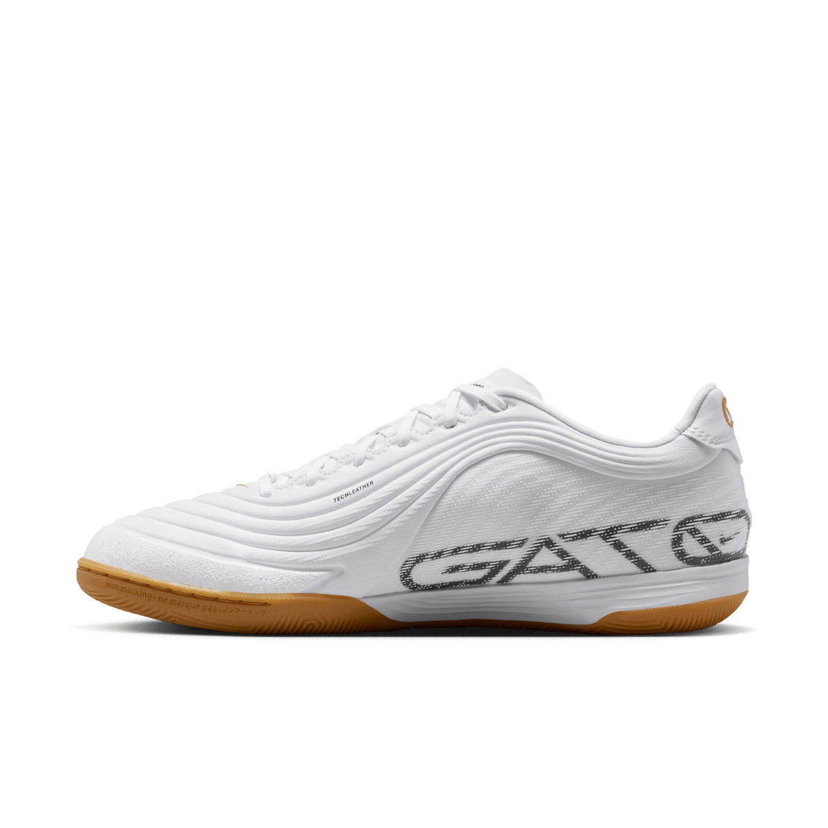 Nike Tiempo Reactgato Indoor/Court Low-Top Soccer Shoes - White/Metalic Gold product image 2, provided for visual reference