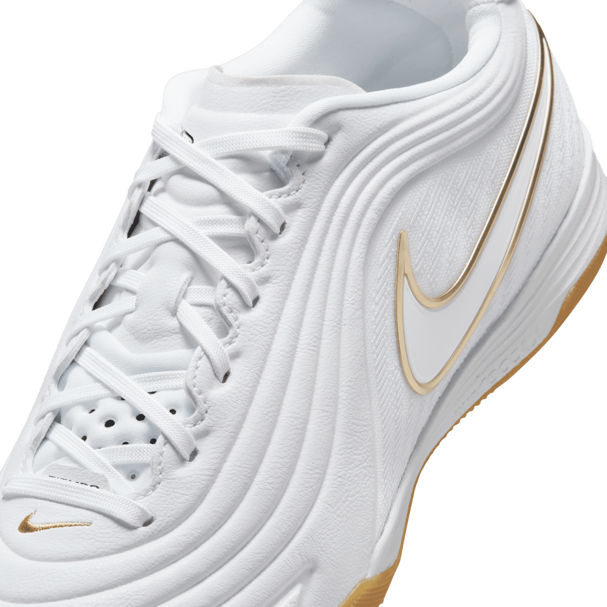 Nike Tiempo Reactgato Indoor/Court Low-Top Soccer Shoes - White/Metalic Gold product image 5, provided for visual reference