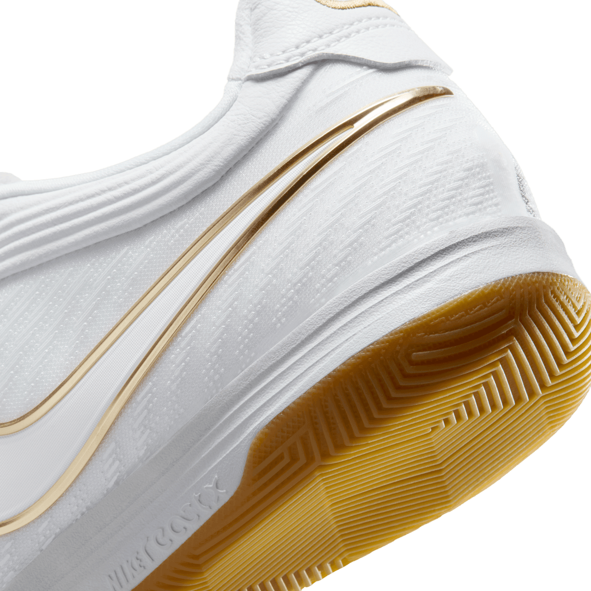 Nike Tiempo Reactgato Indoor/Court Low-Top Soccer Shoes - White/Metalic Gold product image 6, provided for visual reference