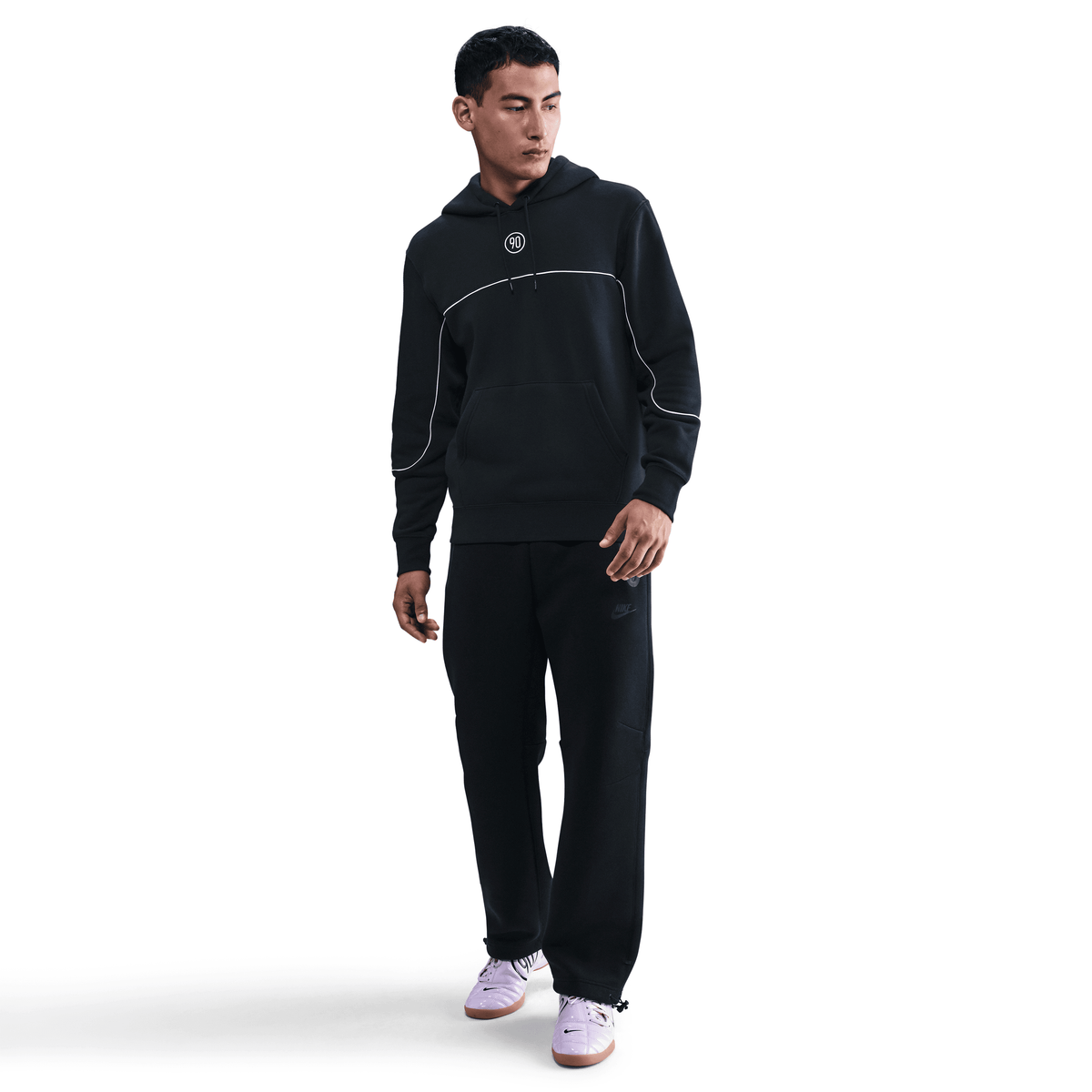 Nike Club Total 90 Men Soccer Pullover Hoodie-Black/White product image 1, provided for visual reference and product detail