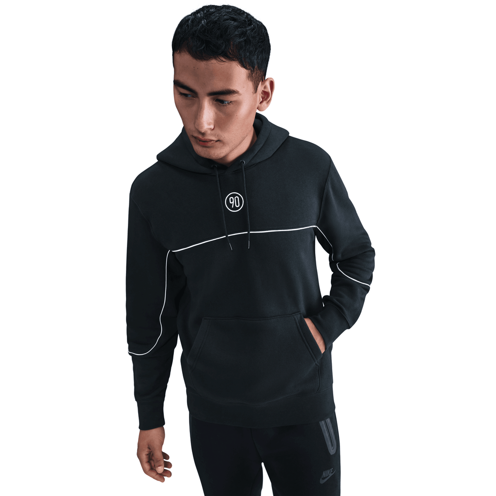 Nike Club Total 90 Men Soccer Pullover Hoodie-Black/White product image 3, provided for visual reference and product detail