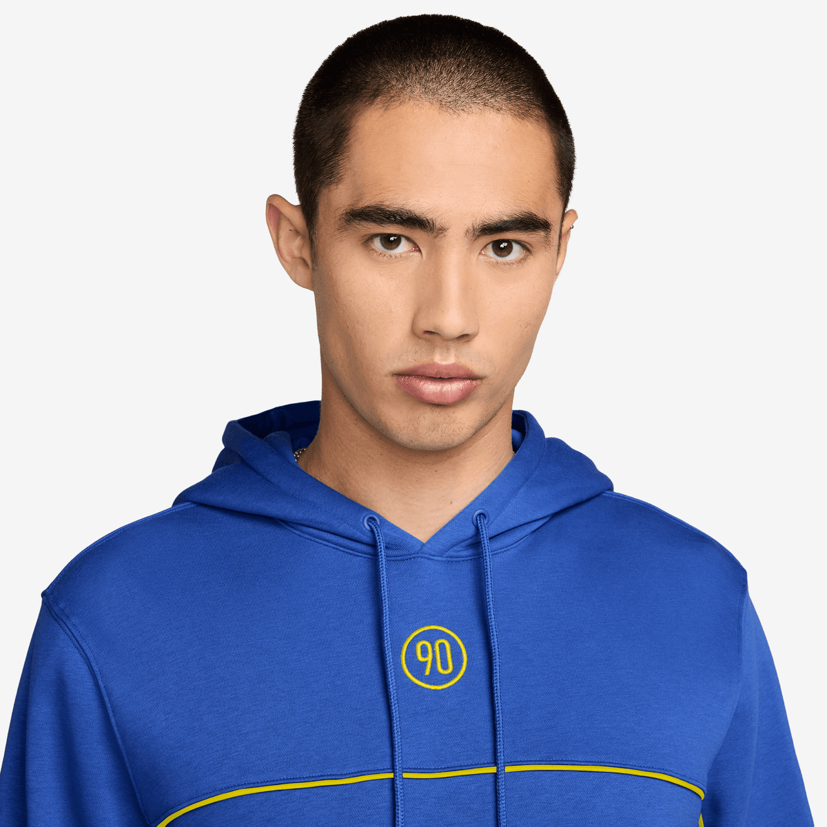 Nike Club Total 90 Men Soccer Pullover Hoodie-Game Royal/Lightening product image 3, provided for visual reference and