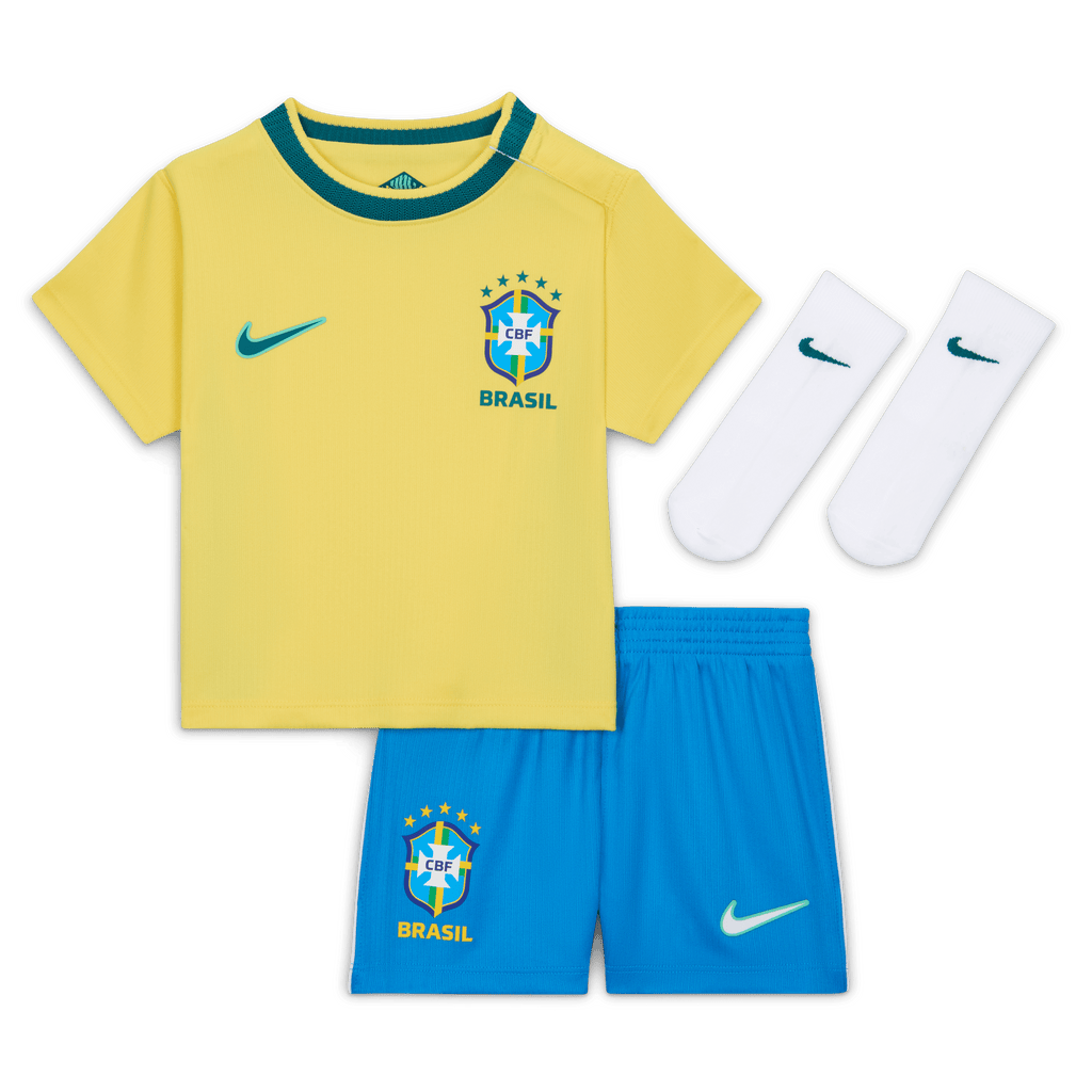 Nike Baby/Toddler Unisex Brazil Stadium Home Jordan Soccer Replica 3-Piece Kit product image 1, provided for visual