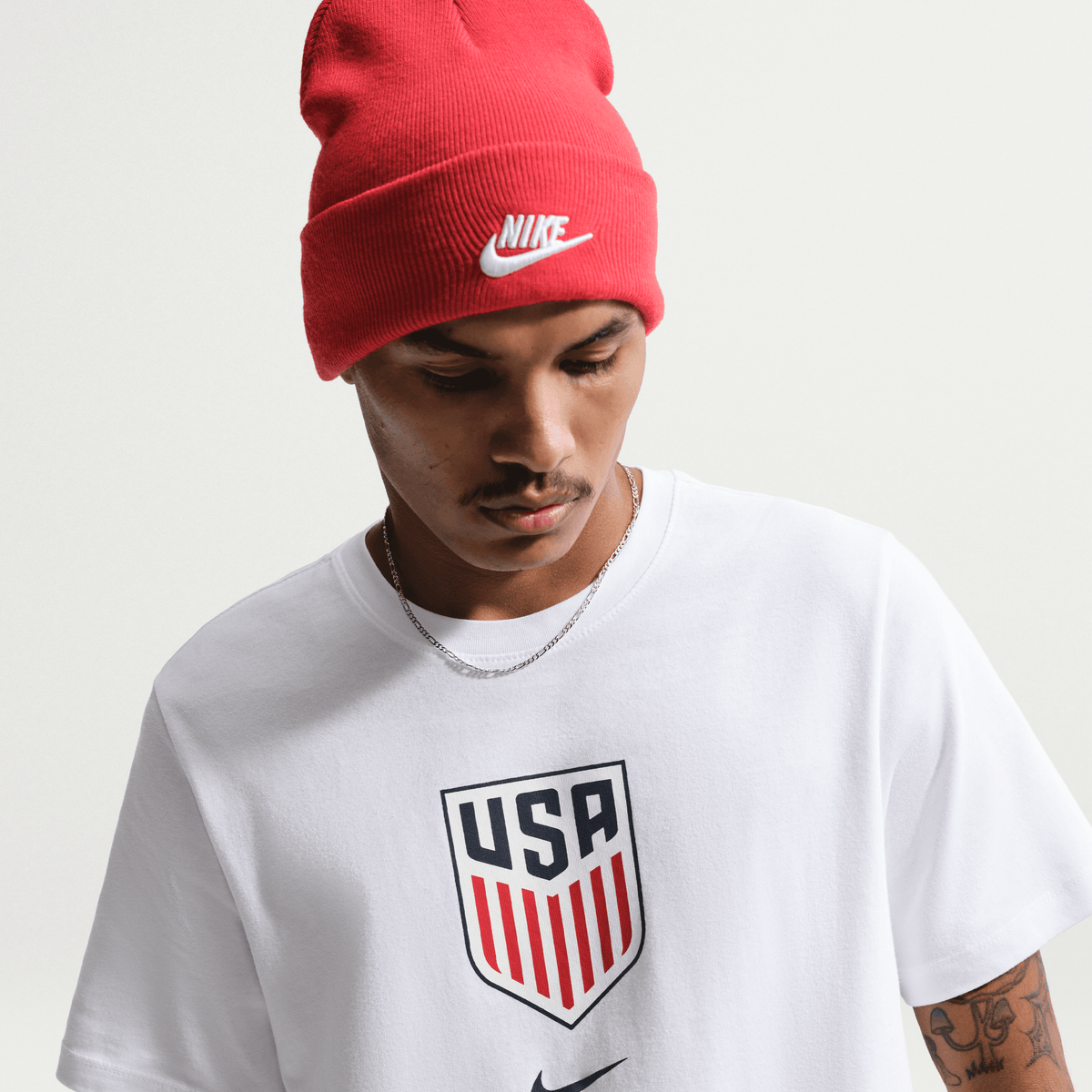 Nike USMNT Men Soccer T-Shirt-White product image 3, provided for visual reference and product detail review