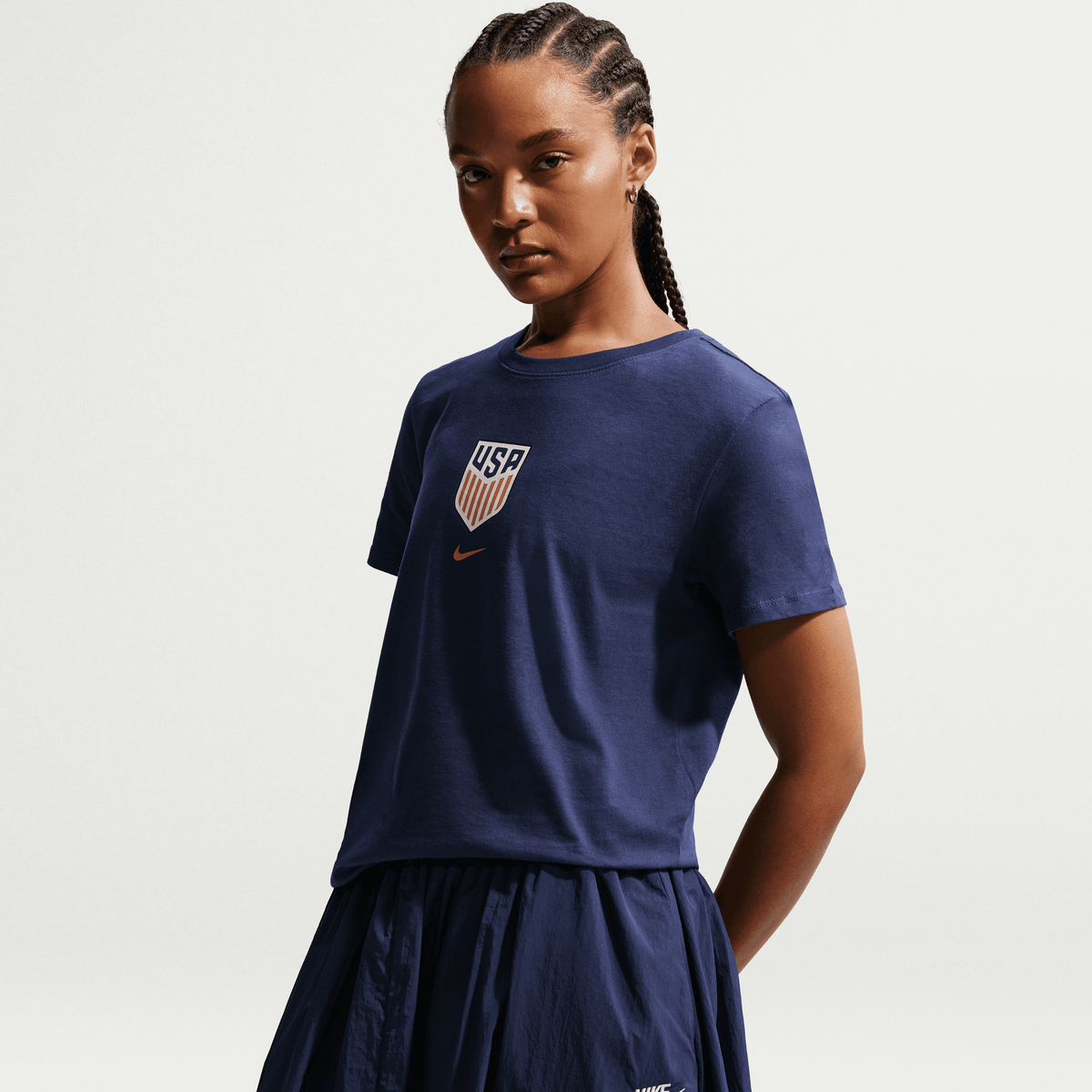 Nike USMNT Women Nike Soccer T-Shirt-Navy product image 2, provided for visual reference and product detail review