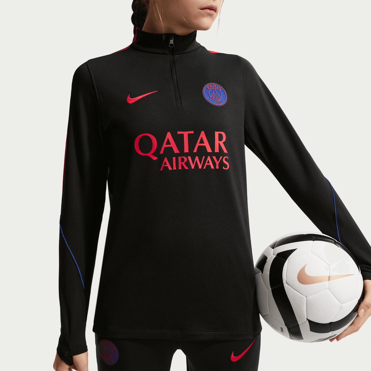 Nike Paris Saint-Germain Strike Big Kids' Dri-FIT Soccer Knit Drill Top product image 1, provided for visual reference and