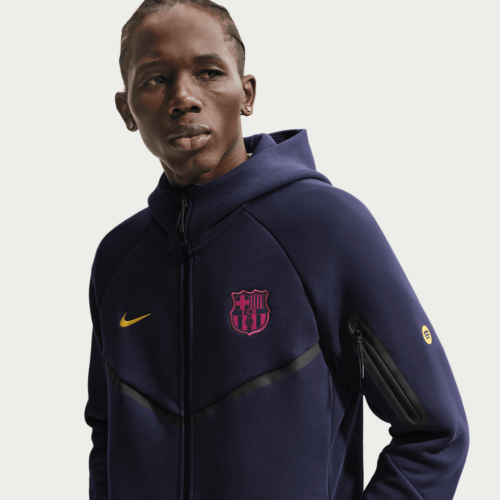 Nike FC Barcelona Tech Fleece Windrunner Soccer Full-Zip Hoodie product image 1, provided for visual reference and product