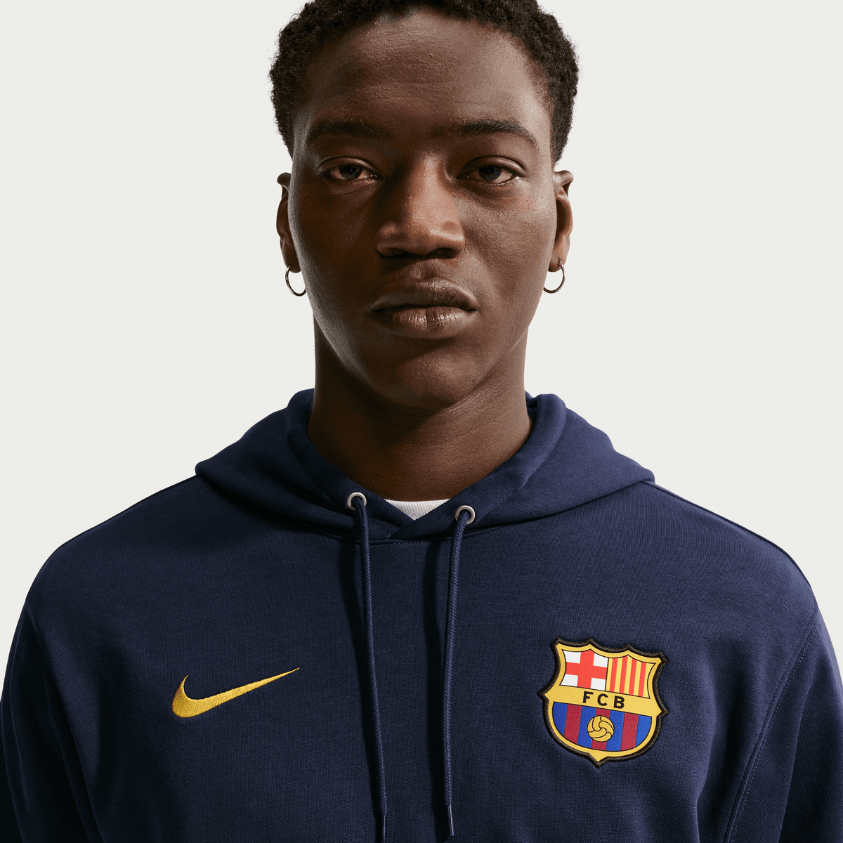 Nike FC Barcelona Club Pullover Hoodie -Navy product image 1, provided for visual reference and product detail review