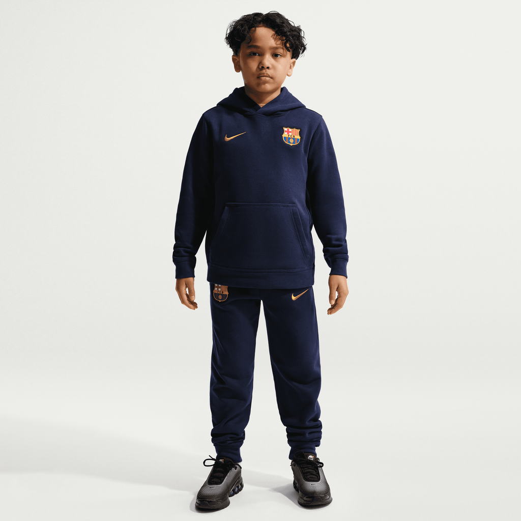 Nike FC Barcelona Club Big Kids' (Boys') Soccer Pullover Hoodie product image 3, provided for visual reference and product