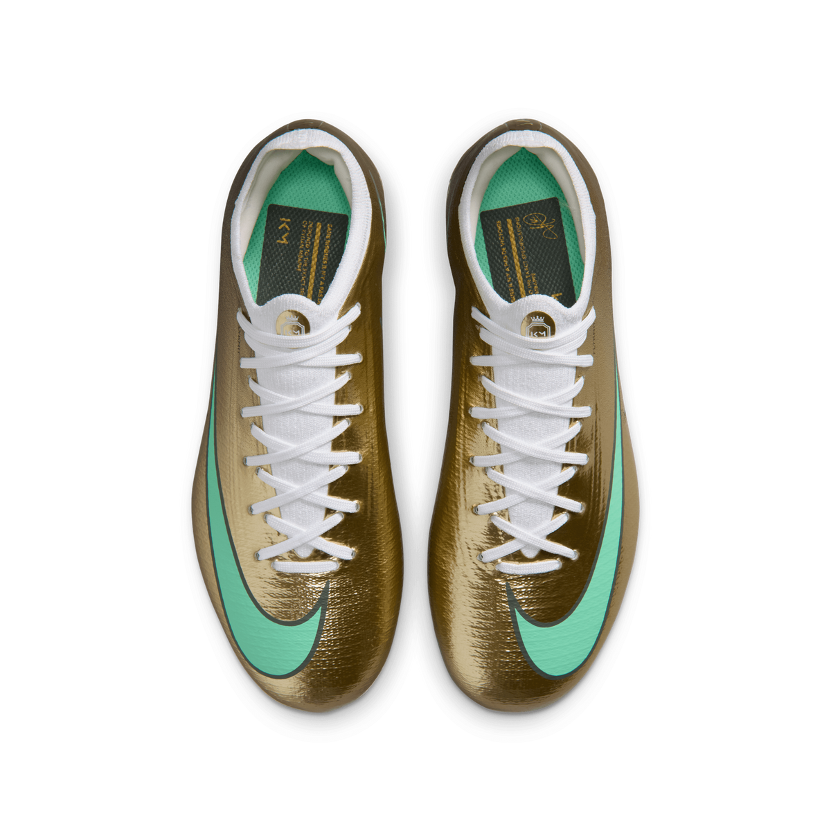Nike Jr. Mercurial Vapor 17 Pro "Kylian Mbappé" FG-METALLIC GOLD/GREEN GLOW product image 9, provided for visual reference