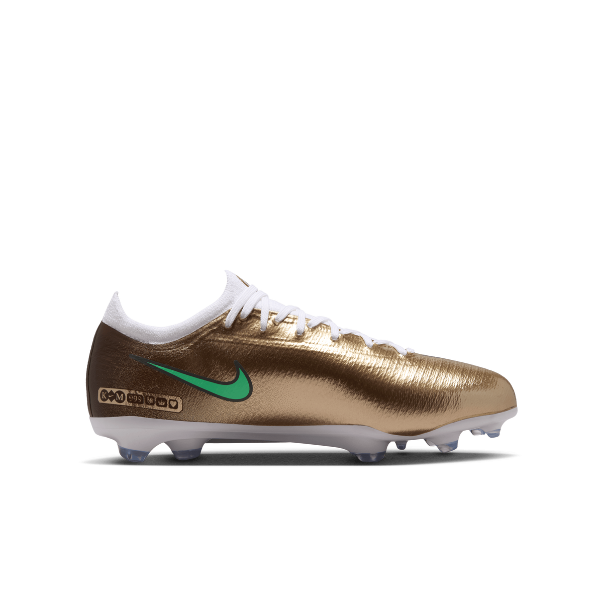 Nike Jr. Mercurial Vapor 17 Pro "Kylian Mbappé" FG-METALLIC GOLD/GREEN GLOW product image 2, provided for visual reference