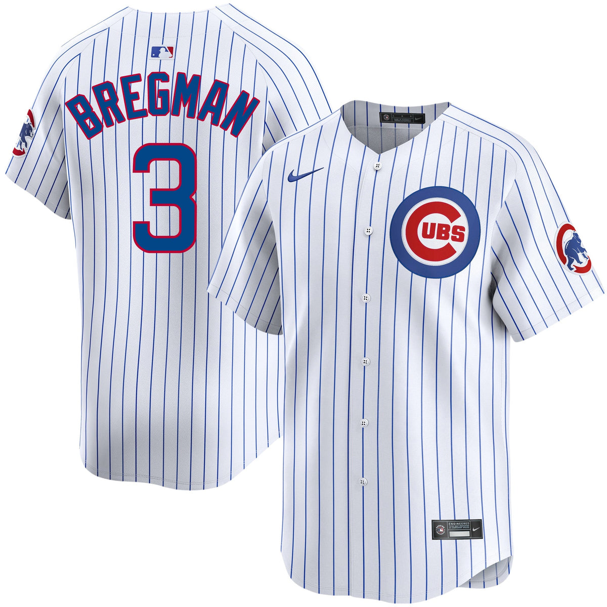 Alex Bregman Chicago Cubs Nike Limited Home Pinstripe Jersey product image 1, provided for visual reference and product