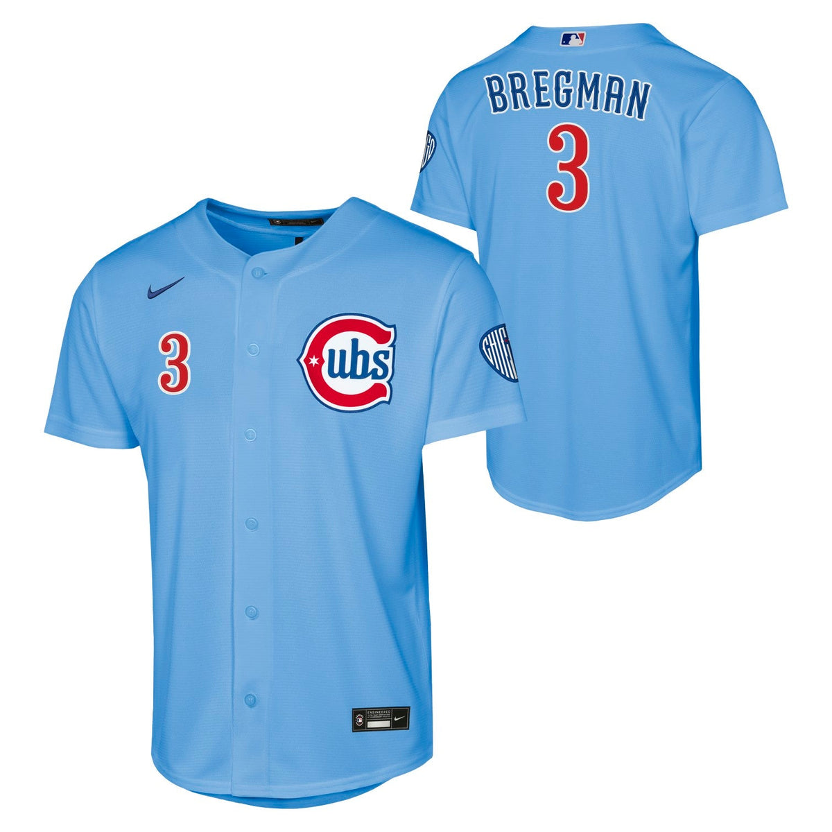 Alex Bregman Chicago Cubs Nike Youth Alt 2 Blues Homerun Jersey product image 1, provided for visual reference and product